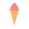 Ice Ñream Ñone pink flavor dairy vector icon. Colorful summer isolated white food waffle vanilla. Creamy sweet gelato